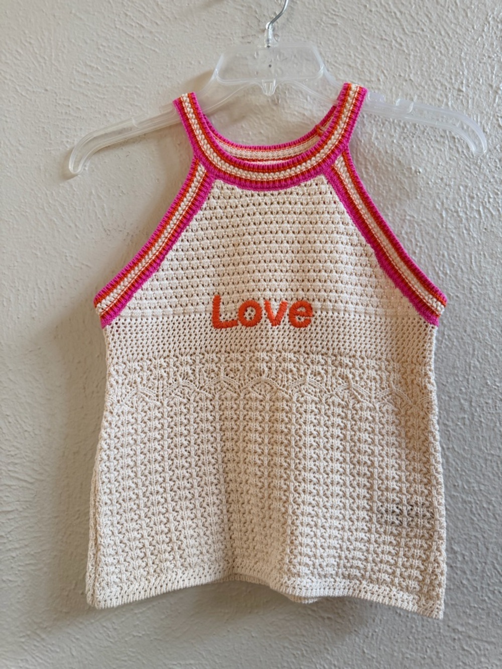 Zara cream crochet tank top “Love”